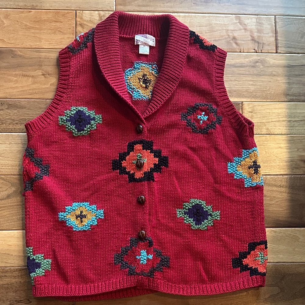 Vtg Cambridge Dry Goods Aztec Navajo cardigan vest - Ralph Lauren like